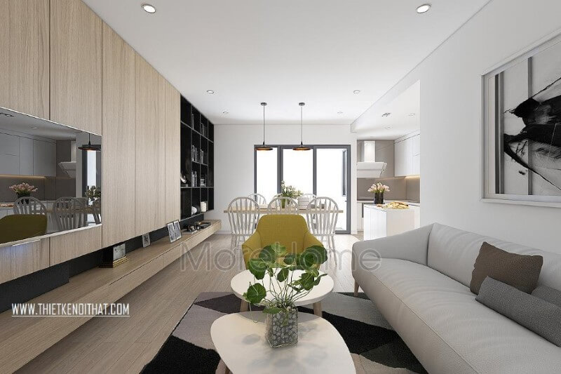 Mẫu thiết kế nội thất chung cư Home City hiện đại nhấn mạnh vào công năng sử dụng và lược bỏ đi mọi chi tiết rườm rà, rối mắt, giúp gia chủ tiết kiệm được diện tích sinh hoạt mà không hề làm mất đi tính công năng của sản phẩm. Mẫu nội thất chung cư