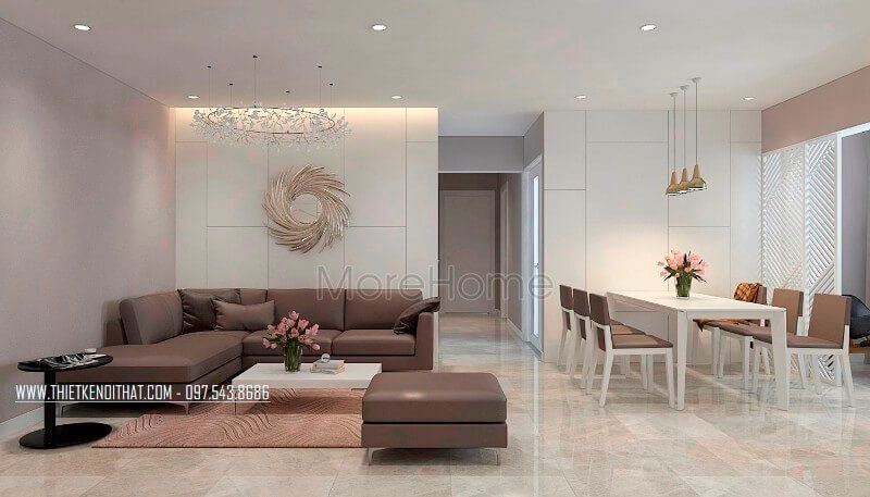 Bố trí nội thất phòng khách chung cư theo phong cách hiện đại và khoa học của thời đại hiện đại là tối giản.
